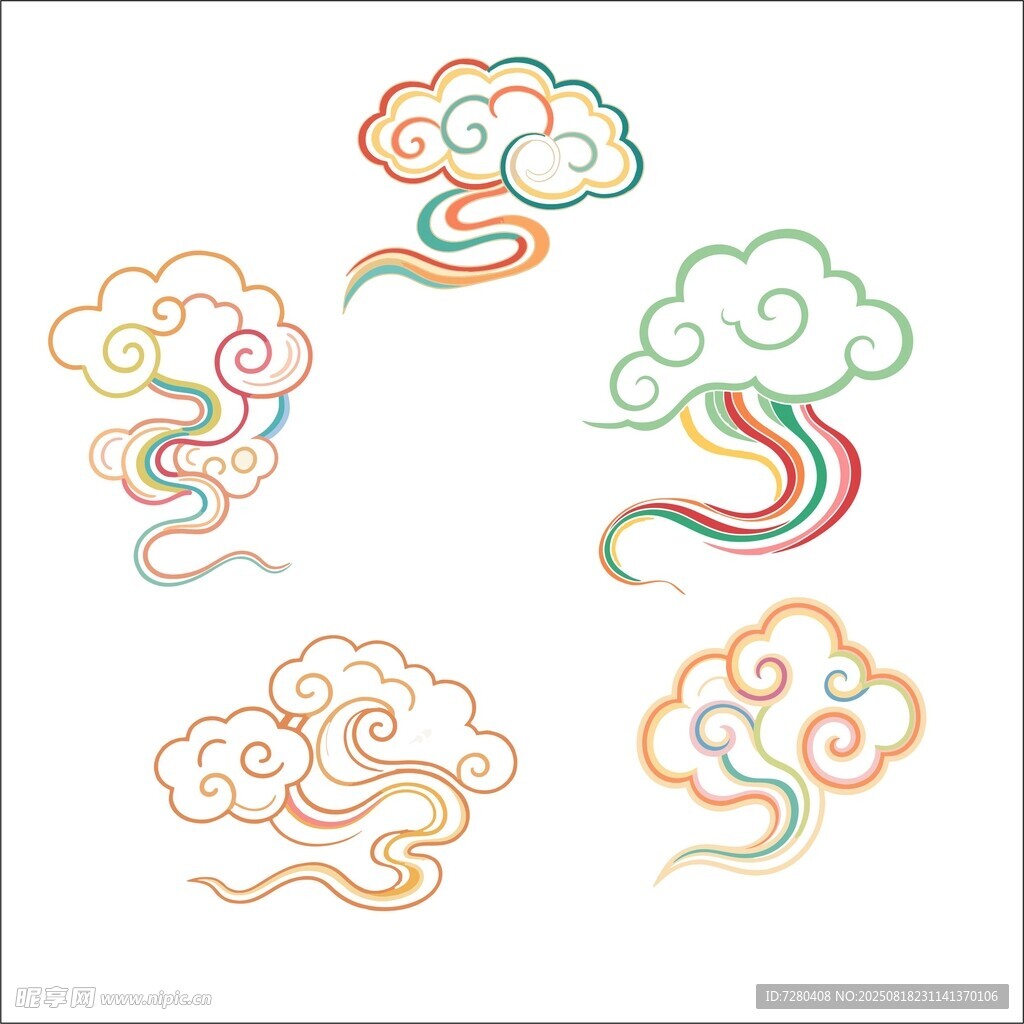 多彩中式传统祥云图案