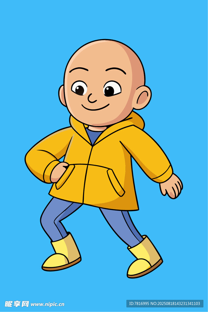 穿黄衣的可爱光头小男孩