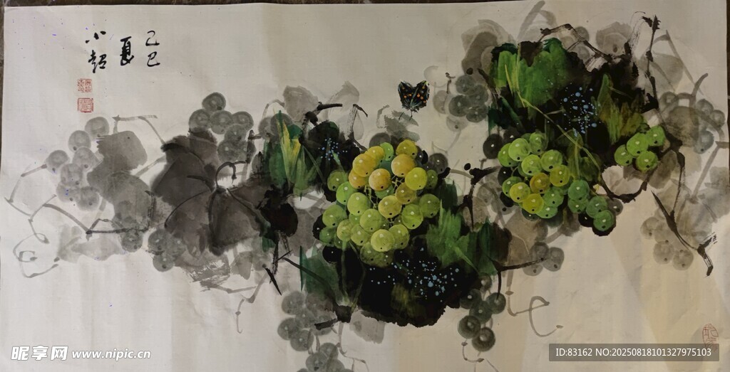 水墨风多肉植物艺术画