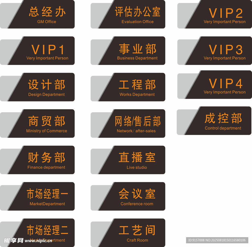 金属科室VIP标识牌合集