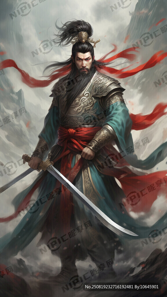 关羽图片 霸气 手提青龙刀