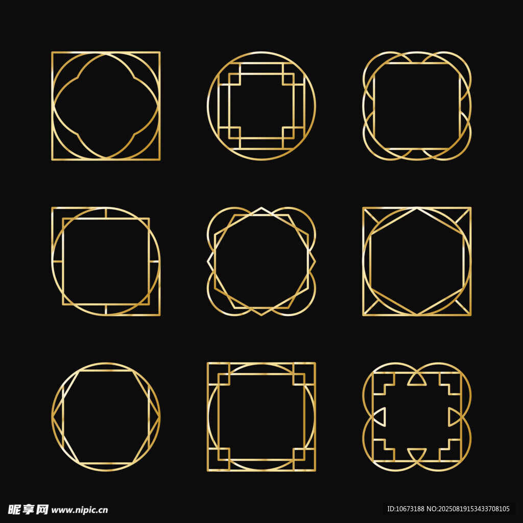 金色几何边框图案集合