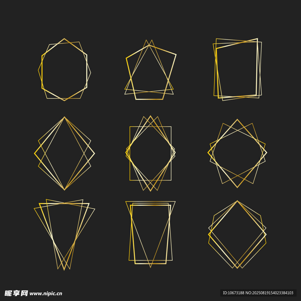 金色几何线条图形集合