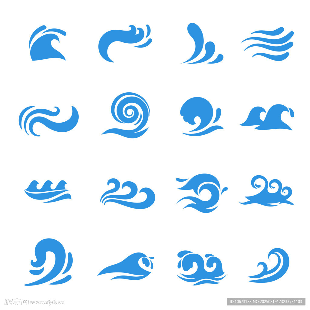 蓝色海浪图标集合