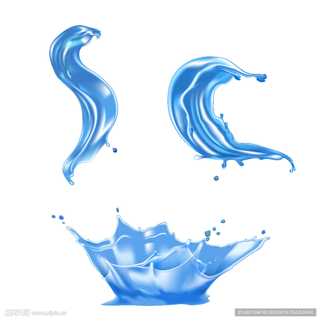 蓝色水花与波浪图案