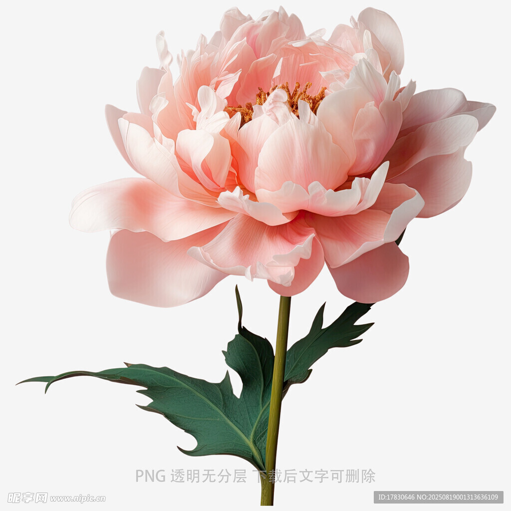 娇艳粉色牡丹花特写