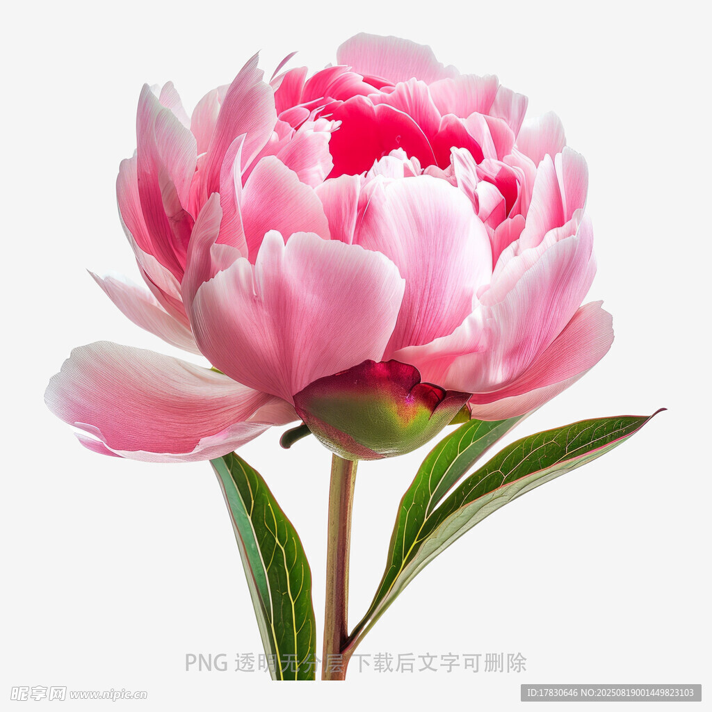 娇艳粉色牡丹花特写