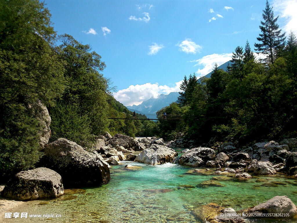 山间清澈溪流美景