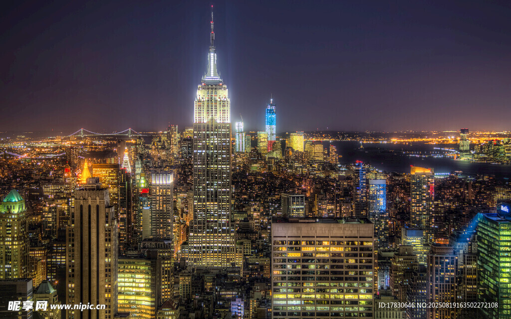 纽约璀璨夜景俯瞰图