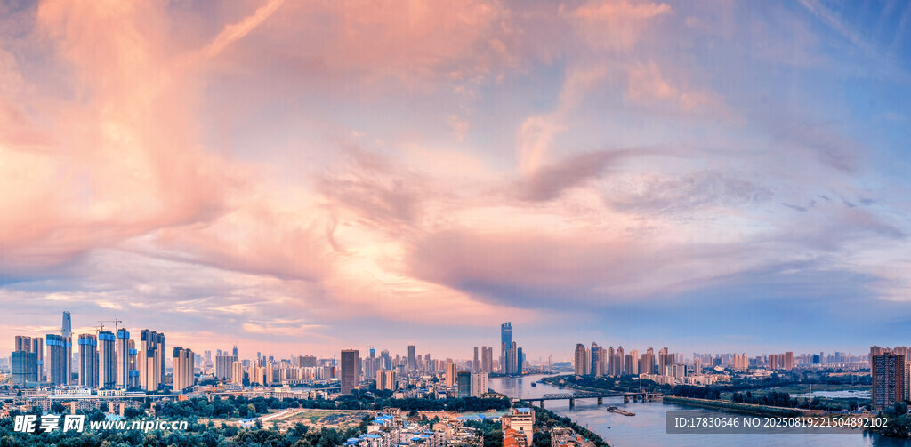武汉城市风光汉江全景