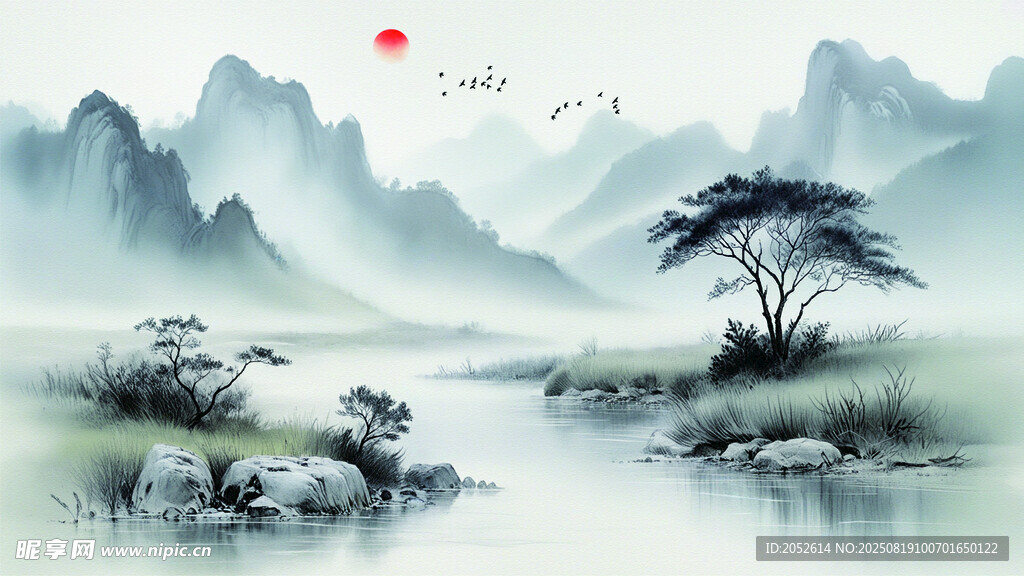 水墨山装饰画