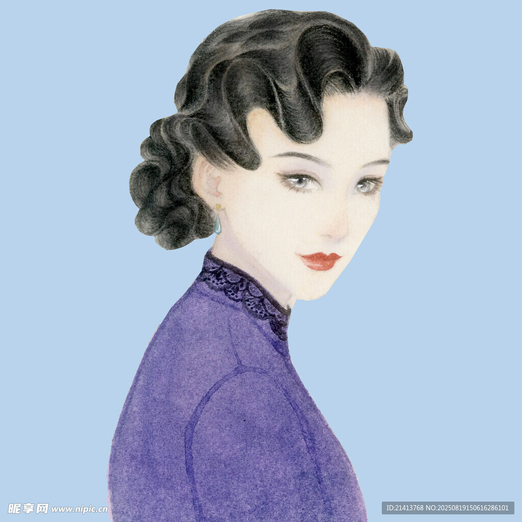 复古装扮的优雅女性