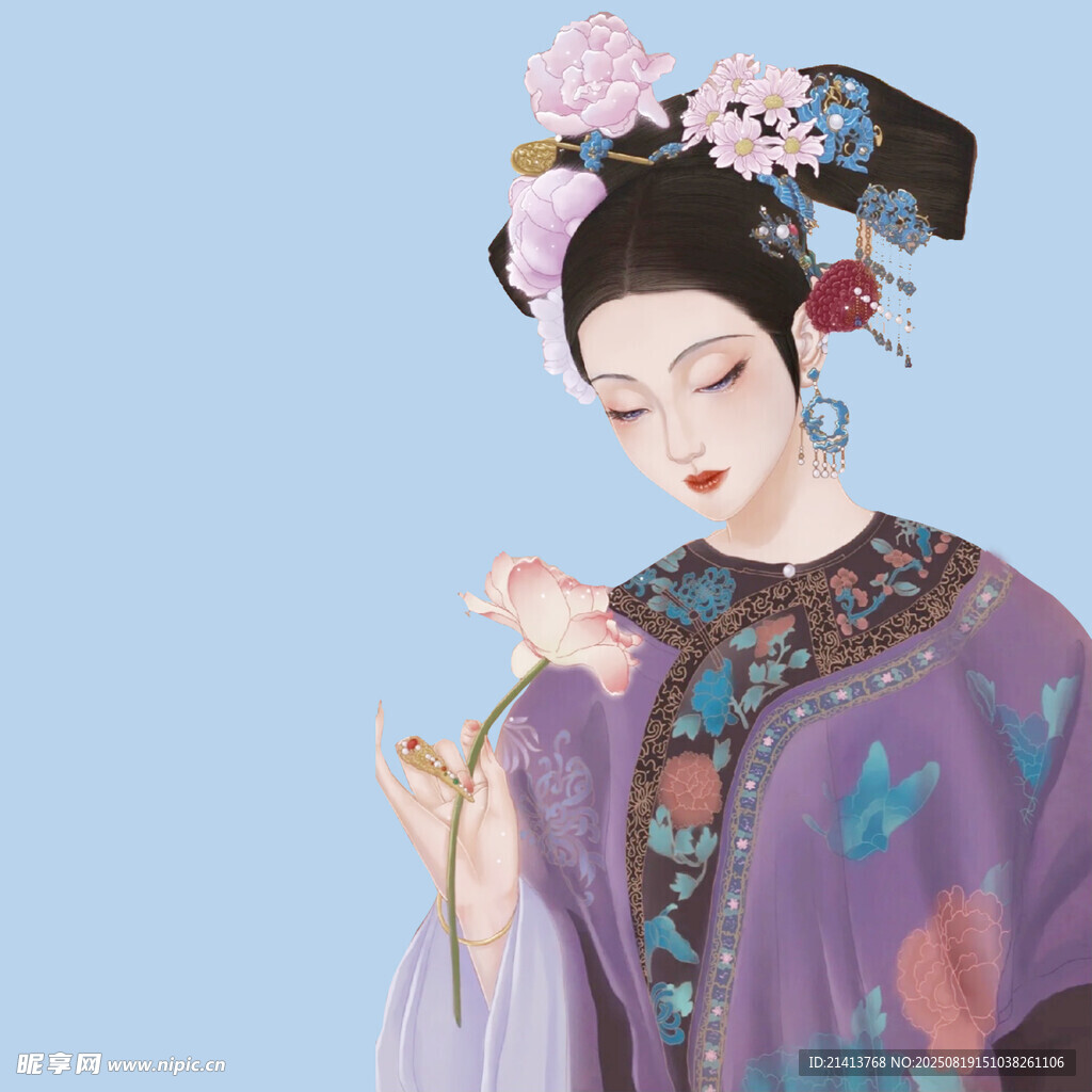 古典优雅的清朝旗装女子