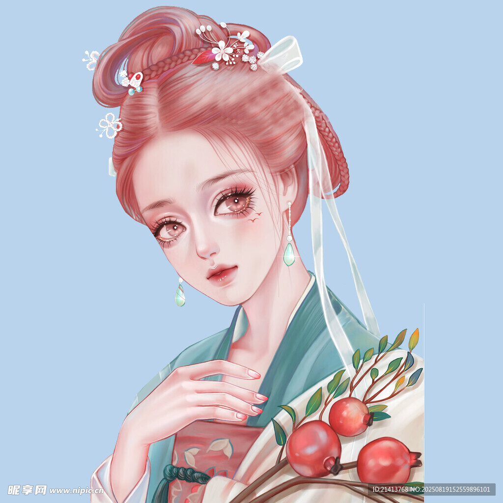 古风少女持蔬果