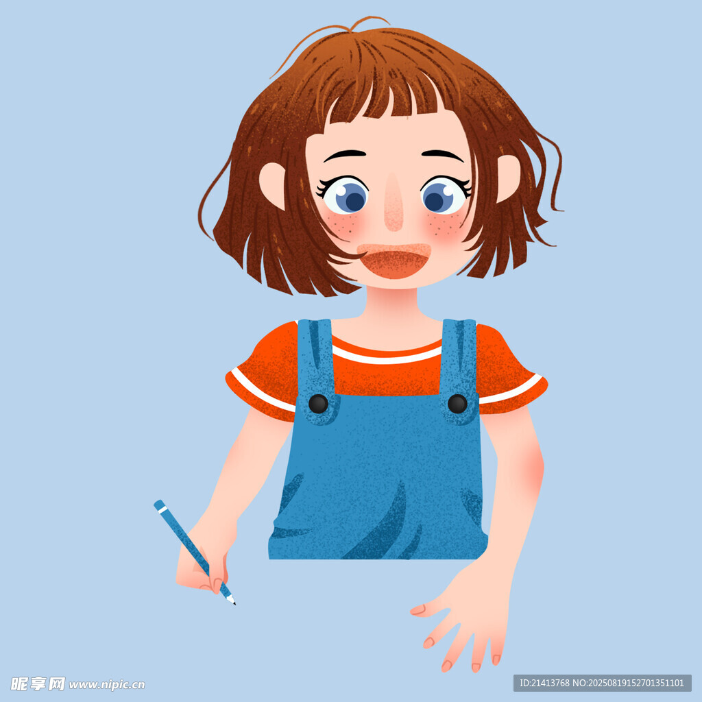 可爱女孩手持画笔做创作