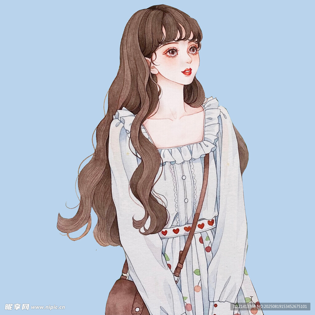 长发少女的清新穿搭