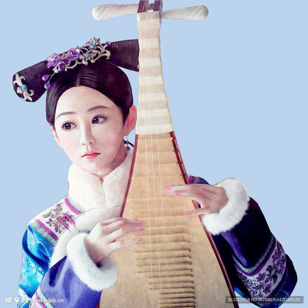 古装女子优雅弹奏琵琶