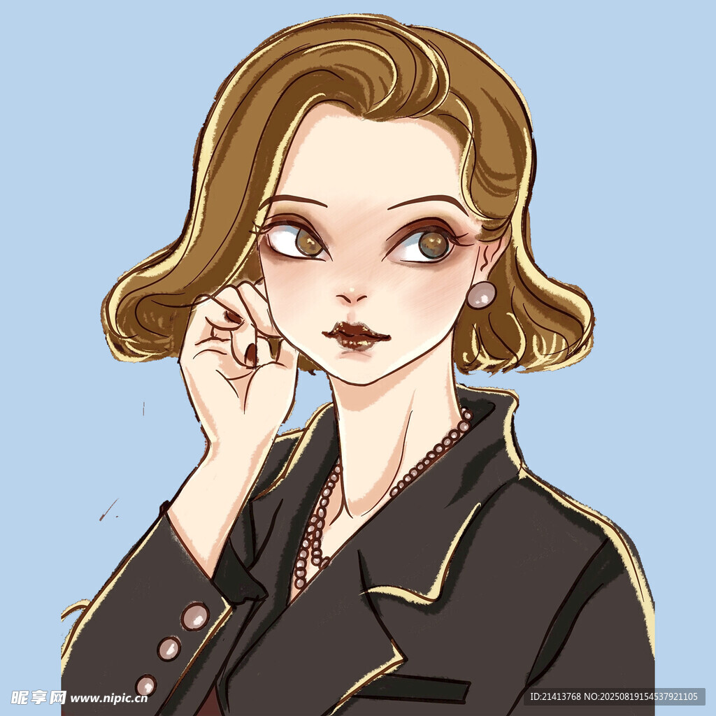 时尚短发女性优雅形象