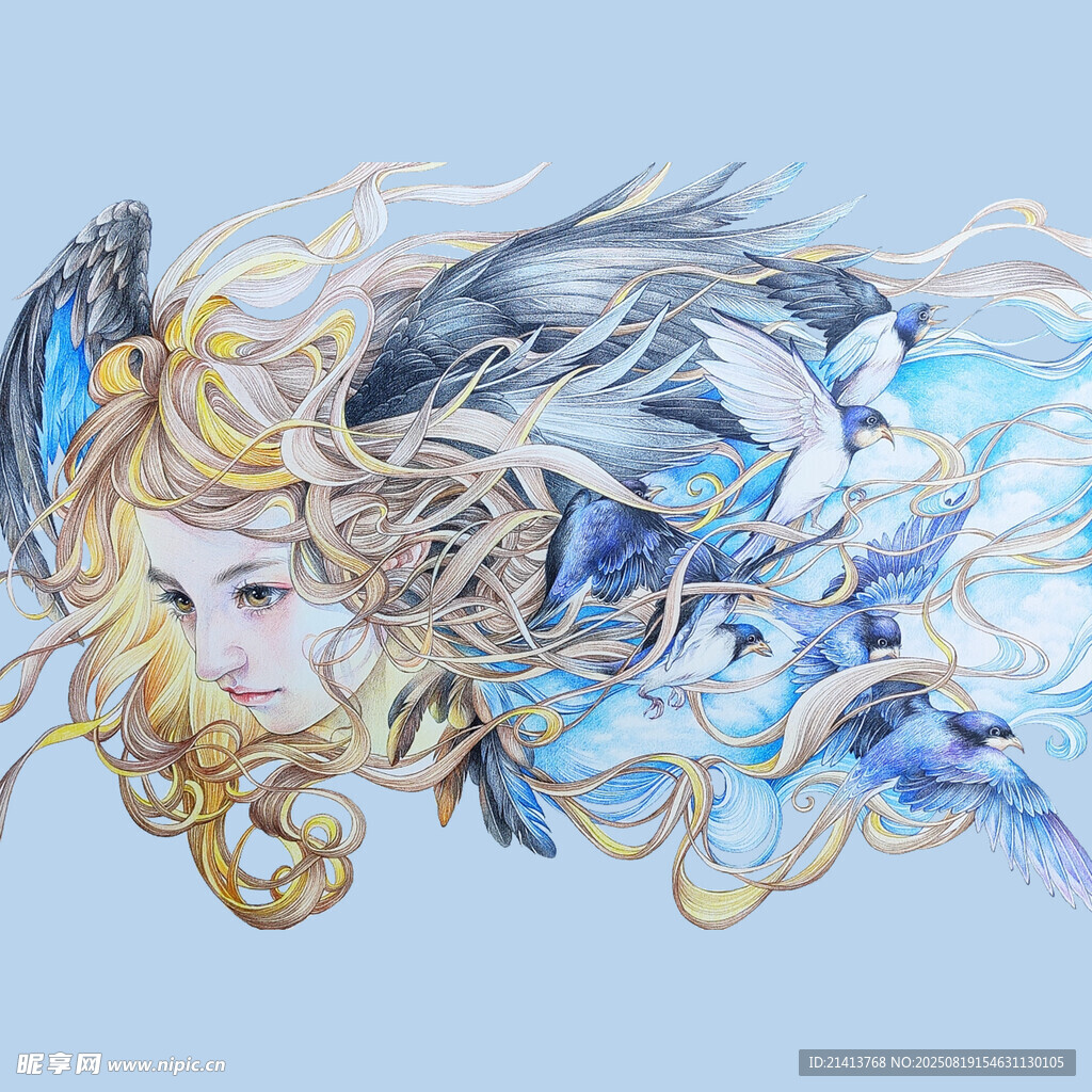 梦幻飘逸的长发精灵少女