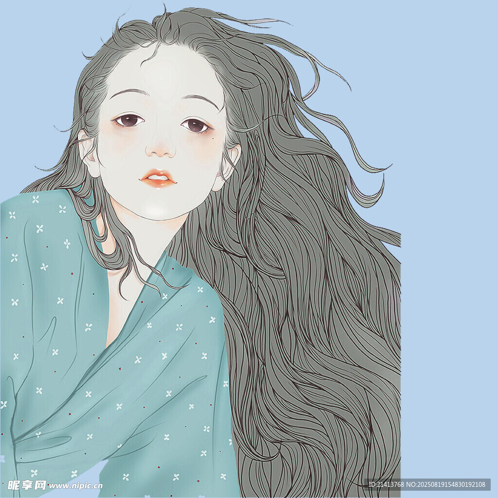 飘逸长发的温婉古风女子
