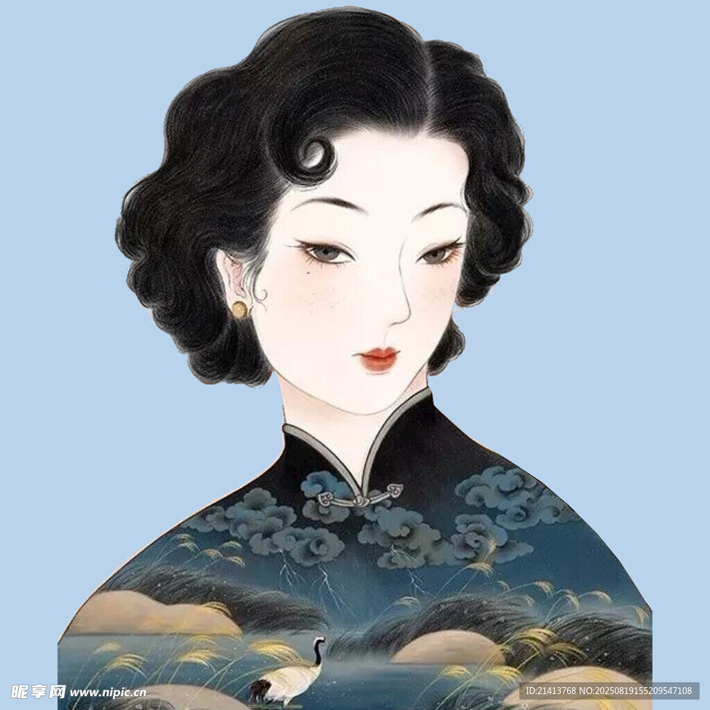 复古旗袍女子 中式风情韵味