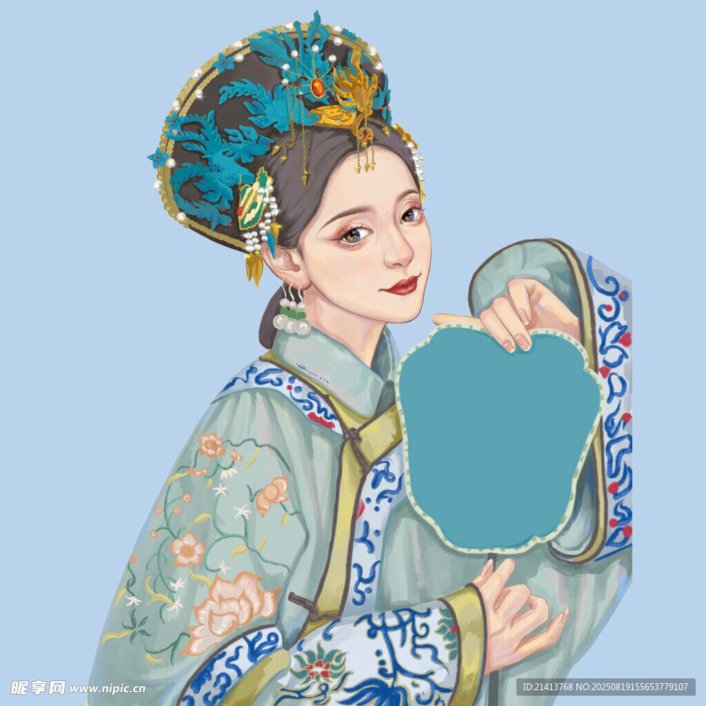 古典佳人持扇典雅风姿