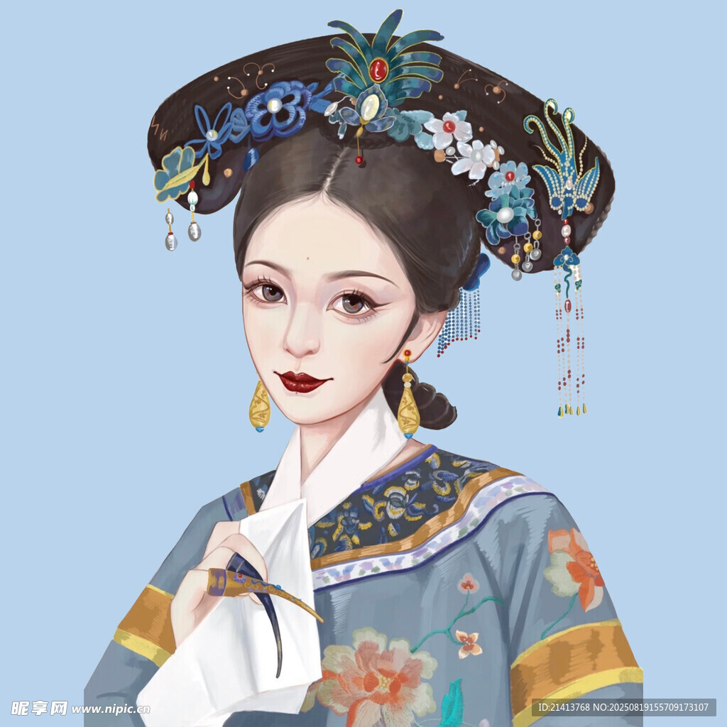 清朝旗装女子典雅形象