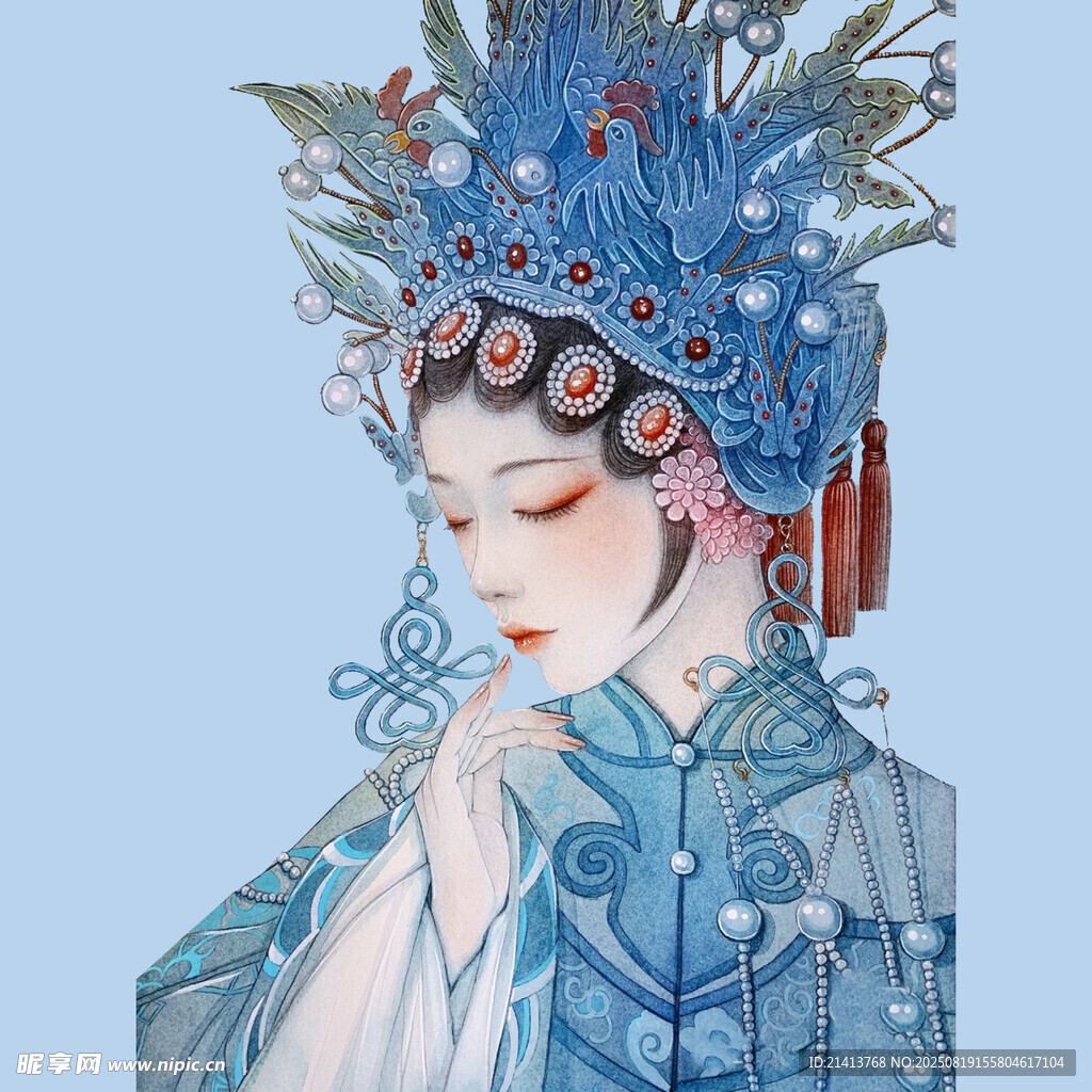 古典戏曲扮相的优雅女子