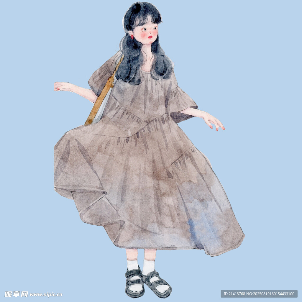 飘逸长裙少女优雅姿态