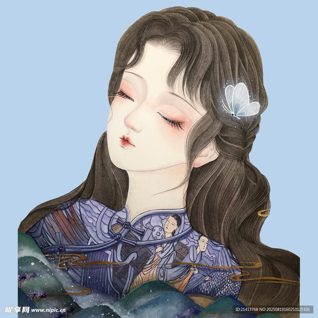 古风少女 青丝簪花绘梦