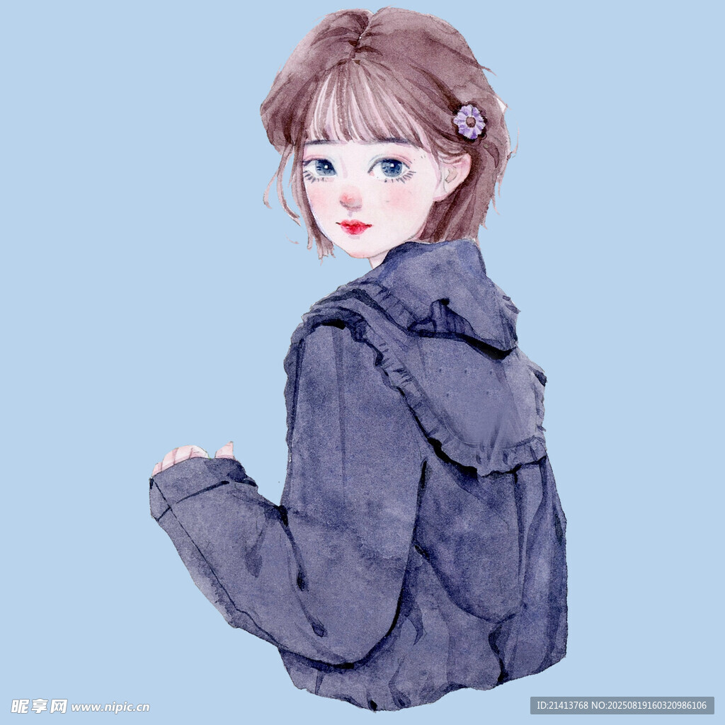 穿外套的甜美卡通女孩