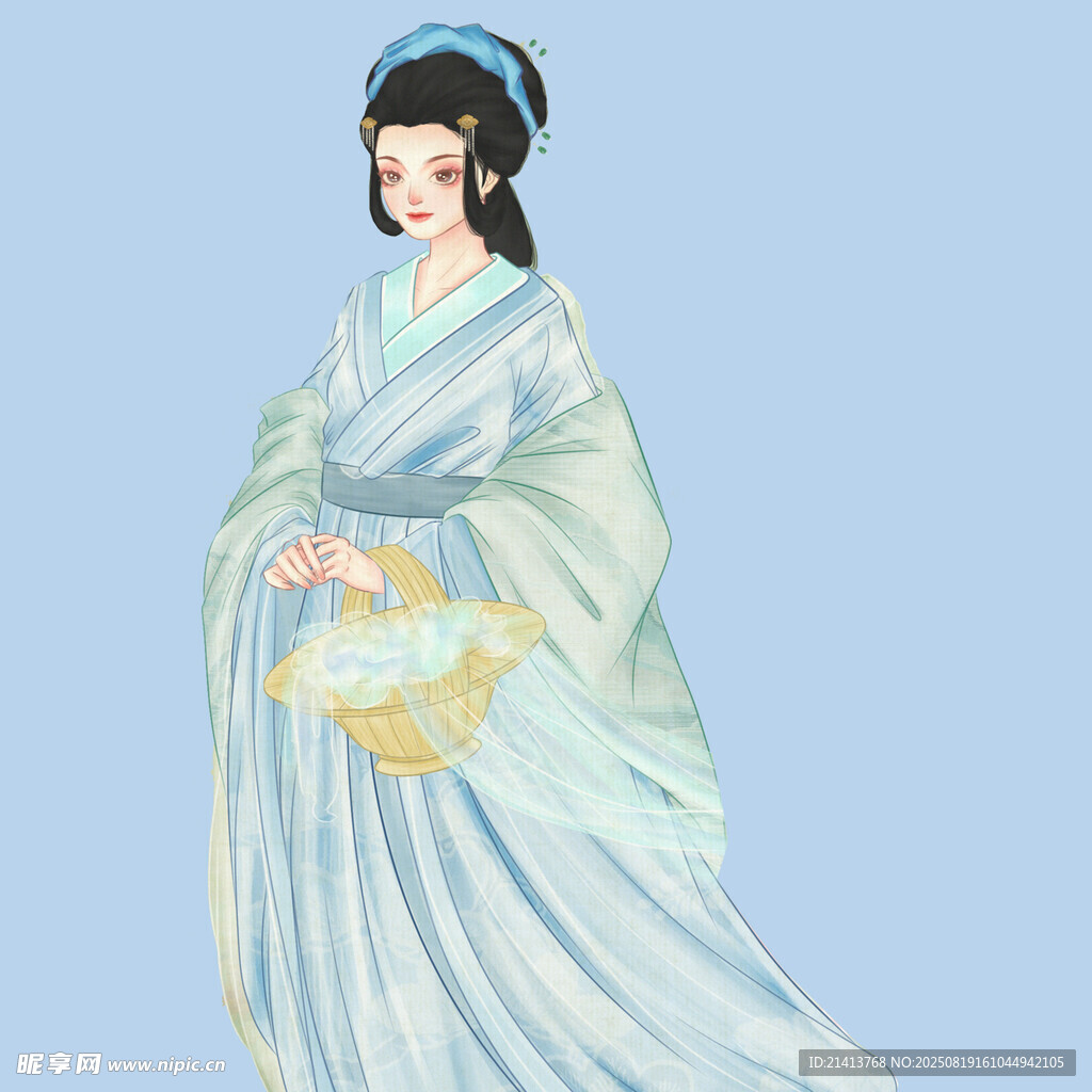 古风汉服女子持扇而立
