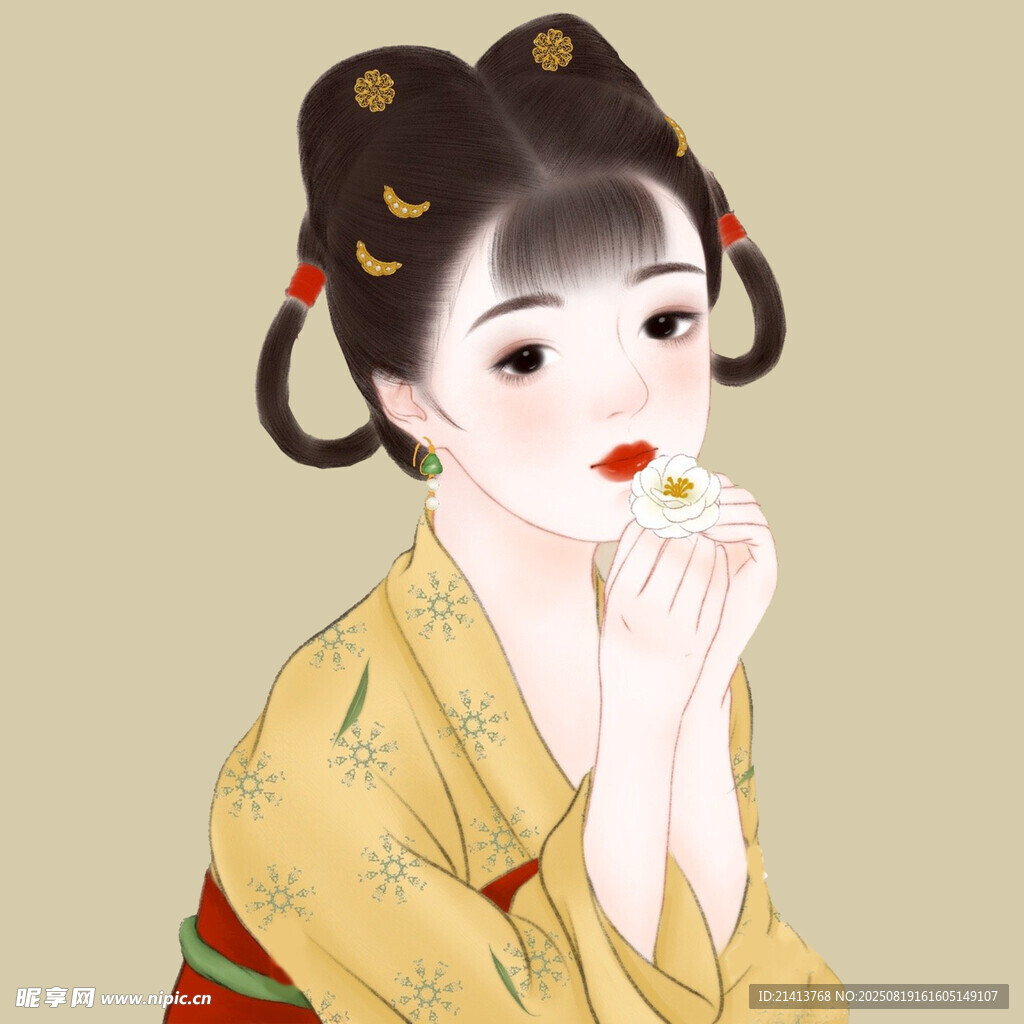 古风汉服女子优雅托腮