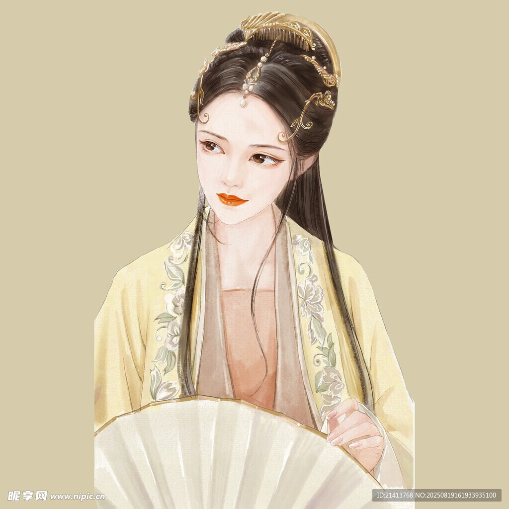 古风佳人持扇优雅照