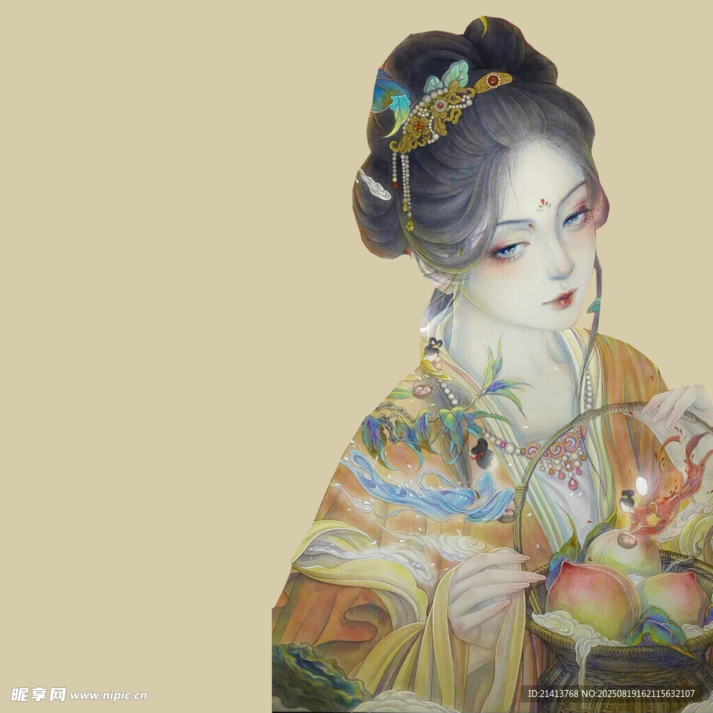 古风华丽装扮的古典美人