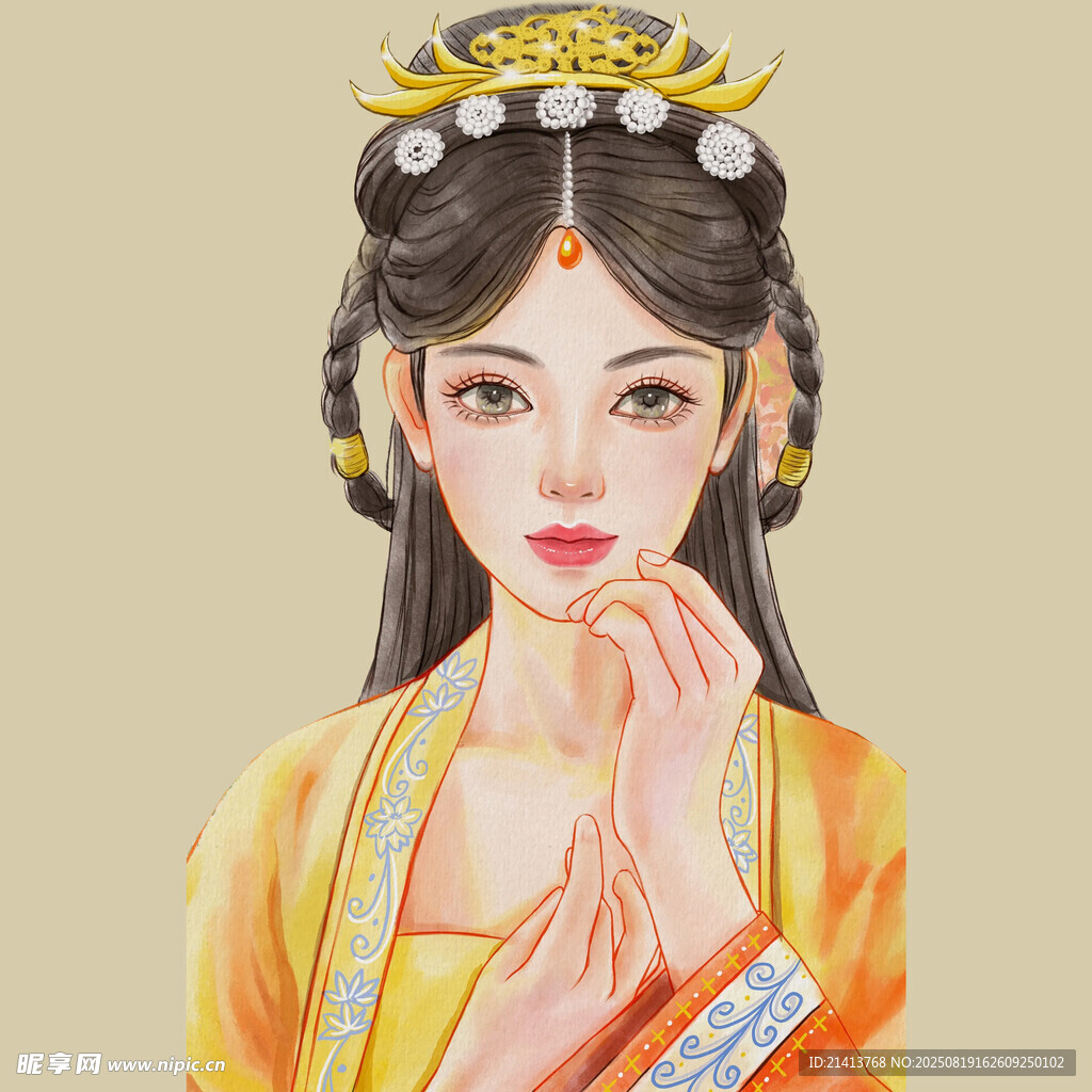 古风佳人  头戴金冠展温婉