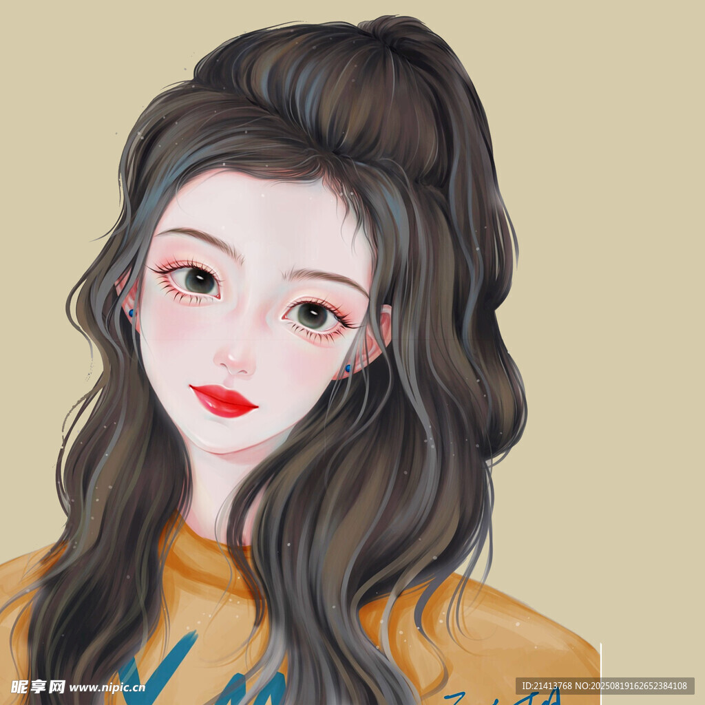 长发披肩的时尚女孩