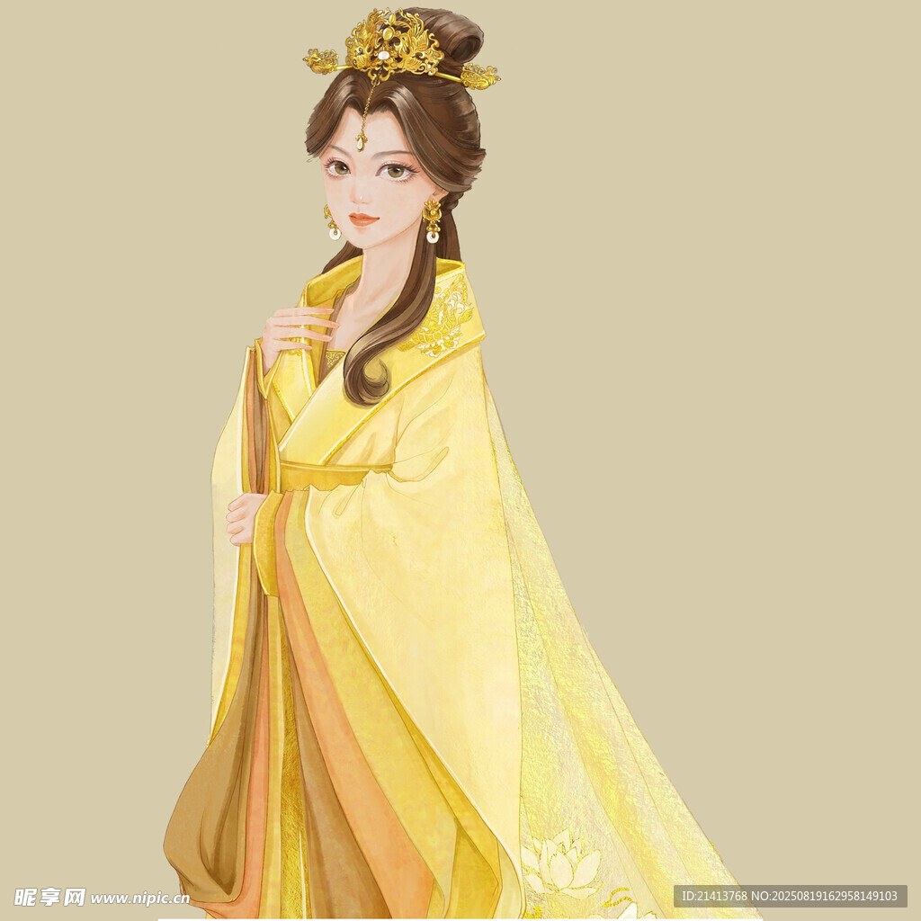 古风黄衣古装少女形象