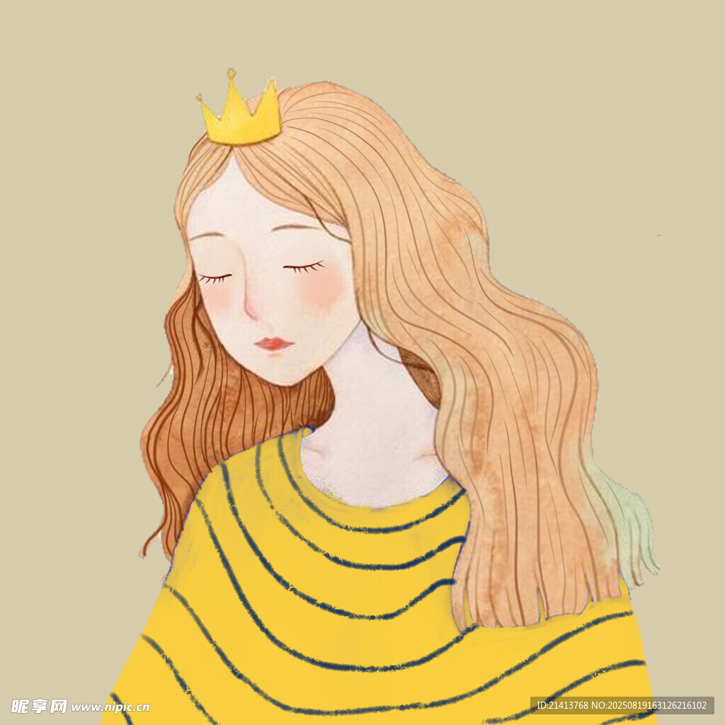 戴皇冠的条纹衫女孩