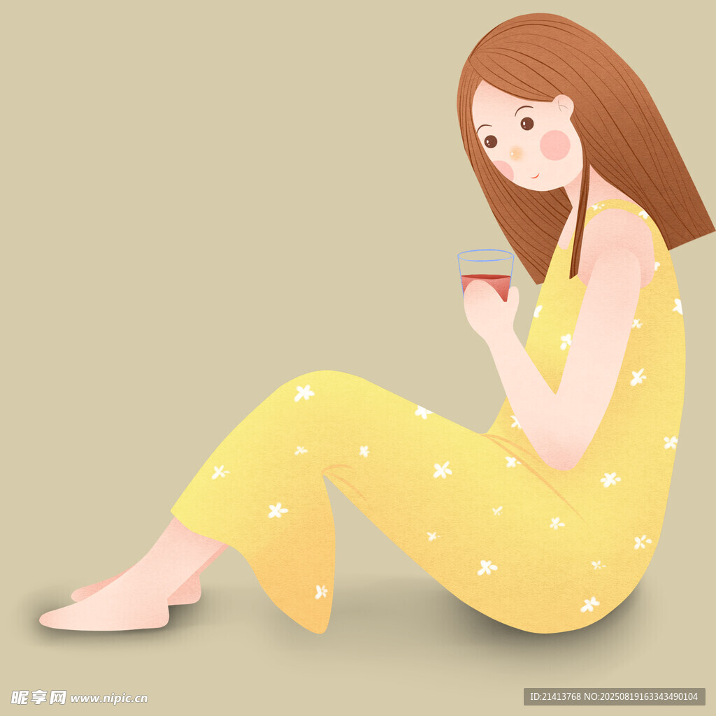 坐着玩手机的黄衣女孩