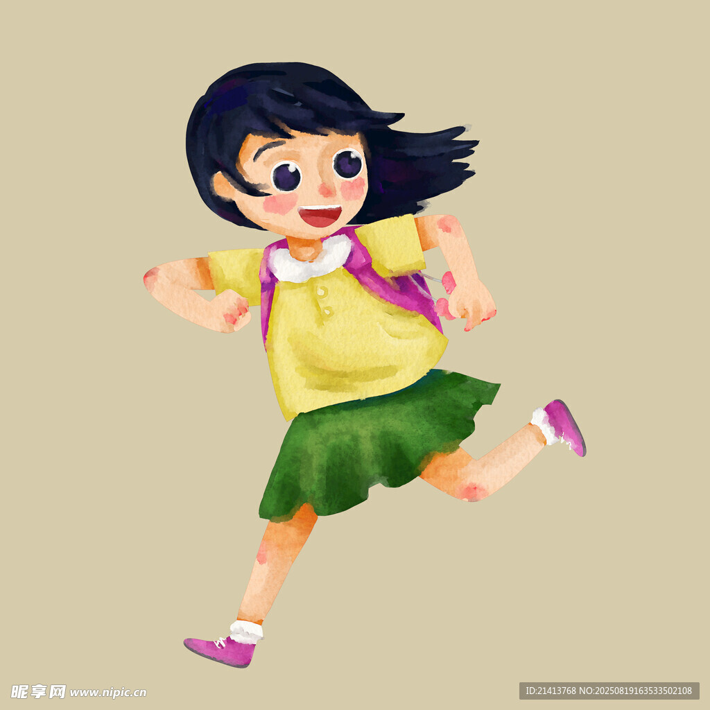奔跑的快乐小女孩
