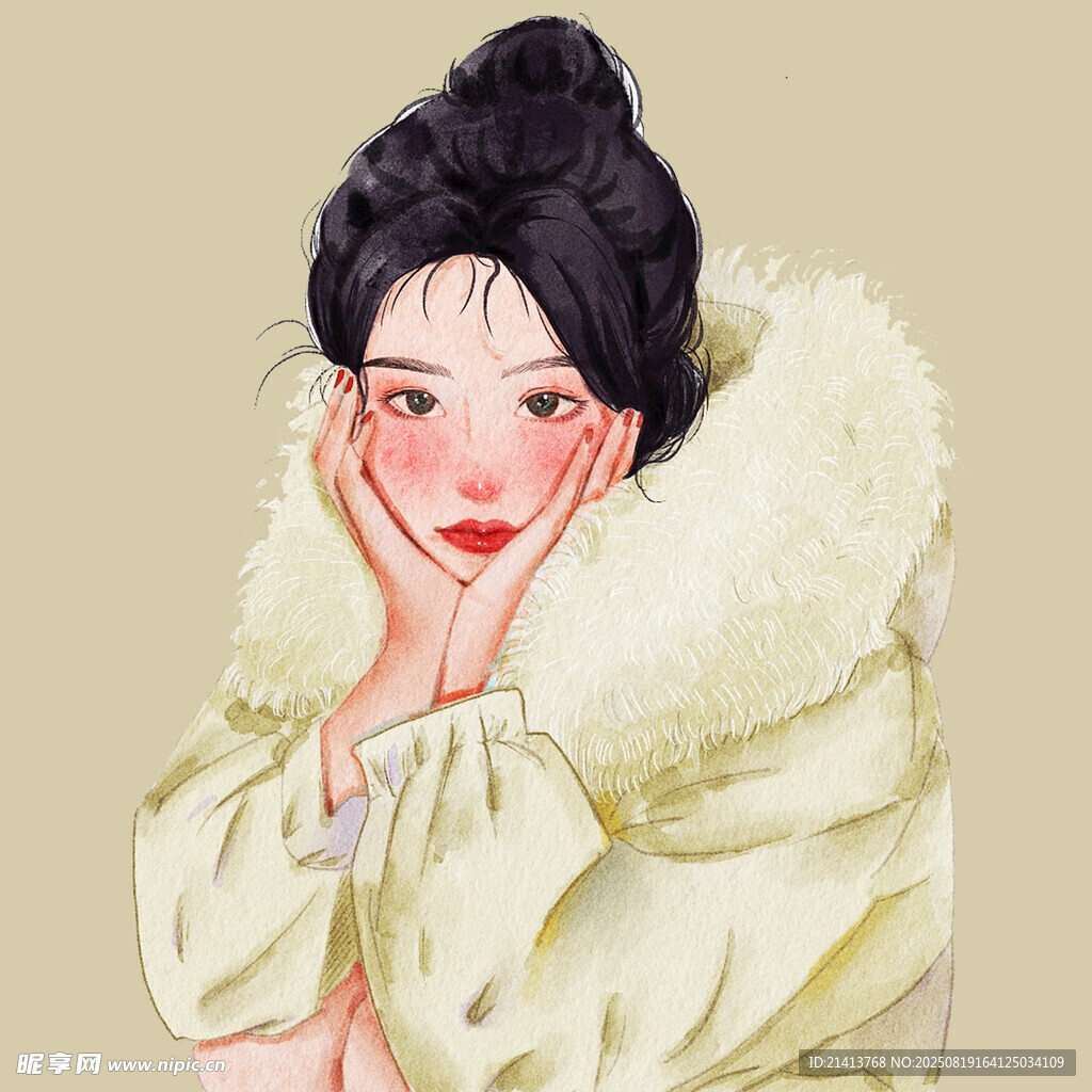 冬日优雅女子 毛绒装扮