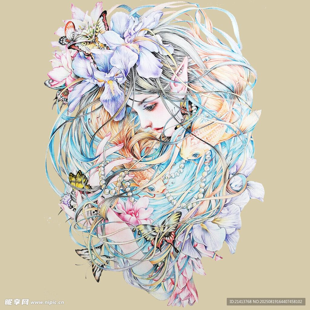 梦幻多彩抽象艺术头像