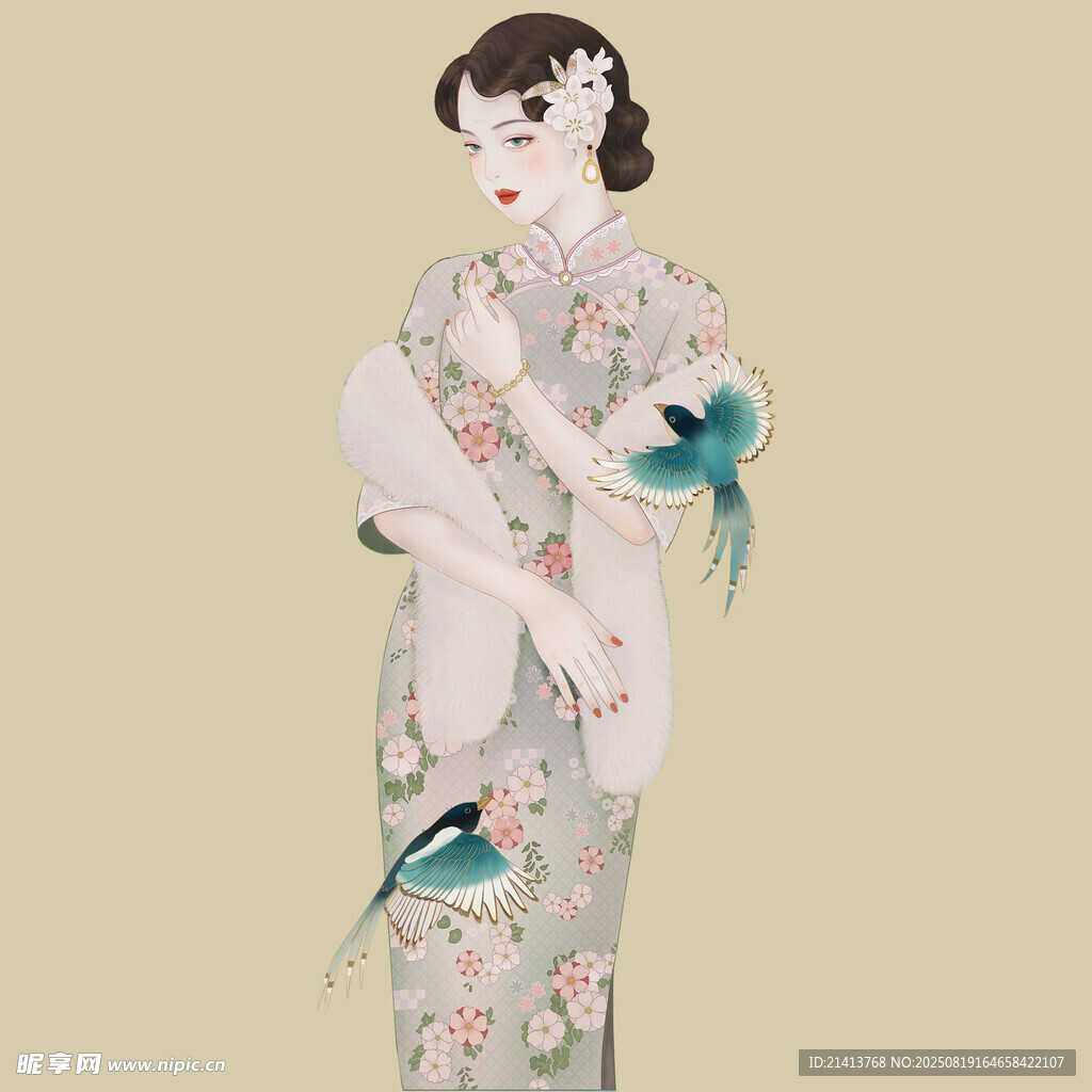古典旗袍女子优雅身姿