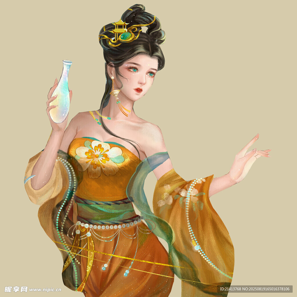 古风唐装女子手持器物
