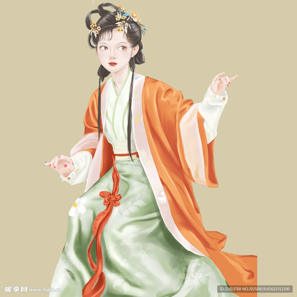 古风汉服女子优雅起舞