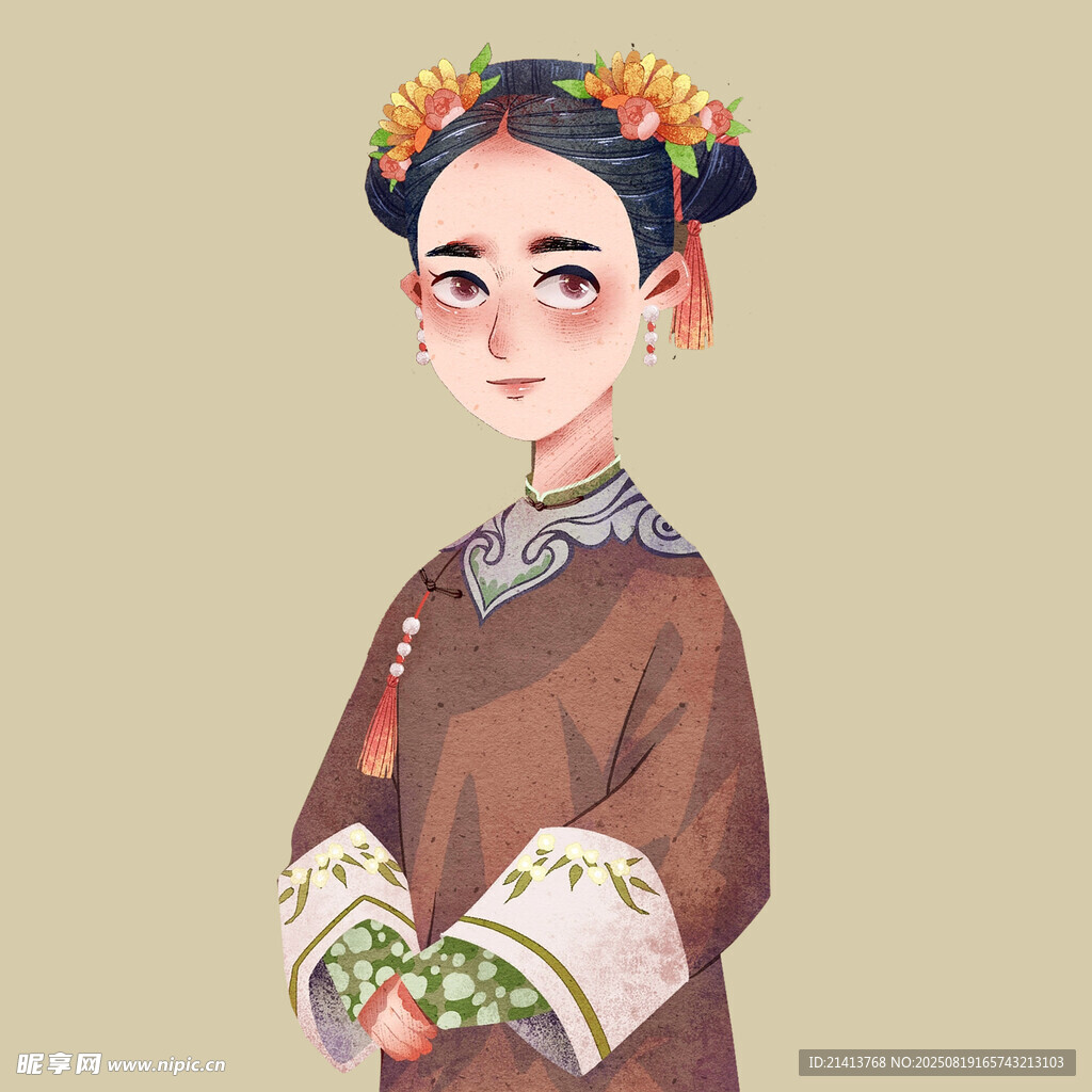 清朝少女古风插画