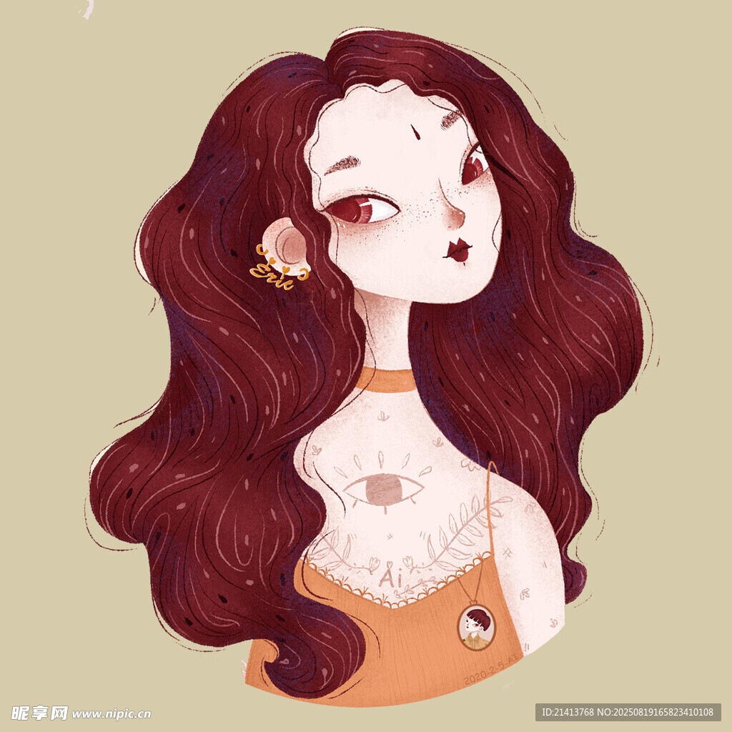 卷发少女的甜美瞬间