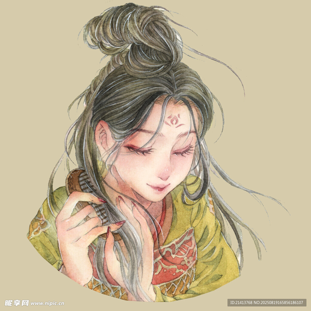 古风女子挽发优雅瞬间