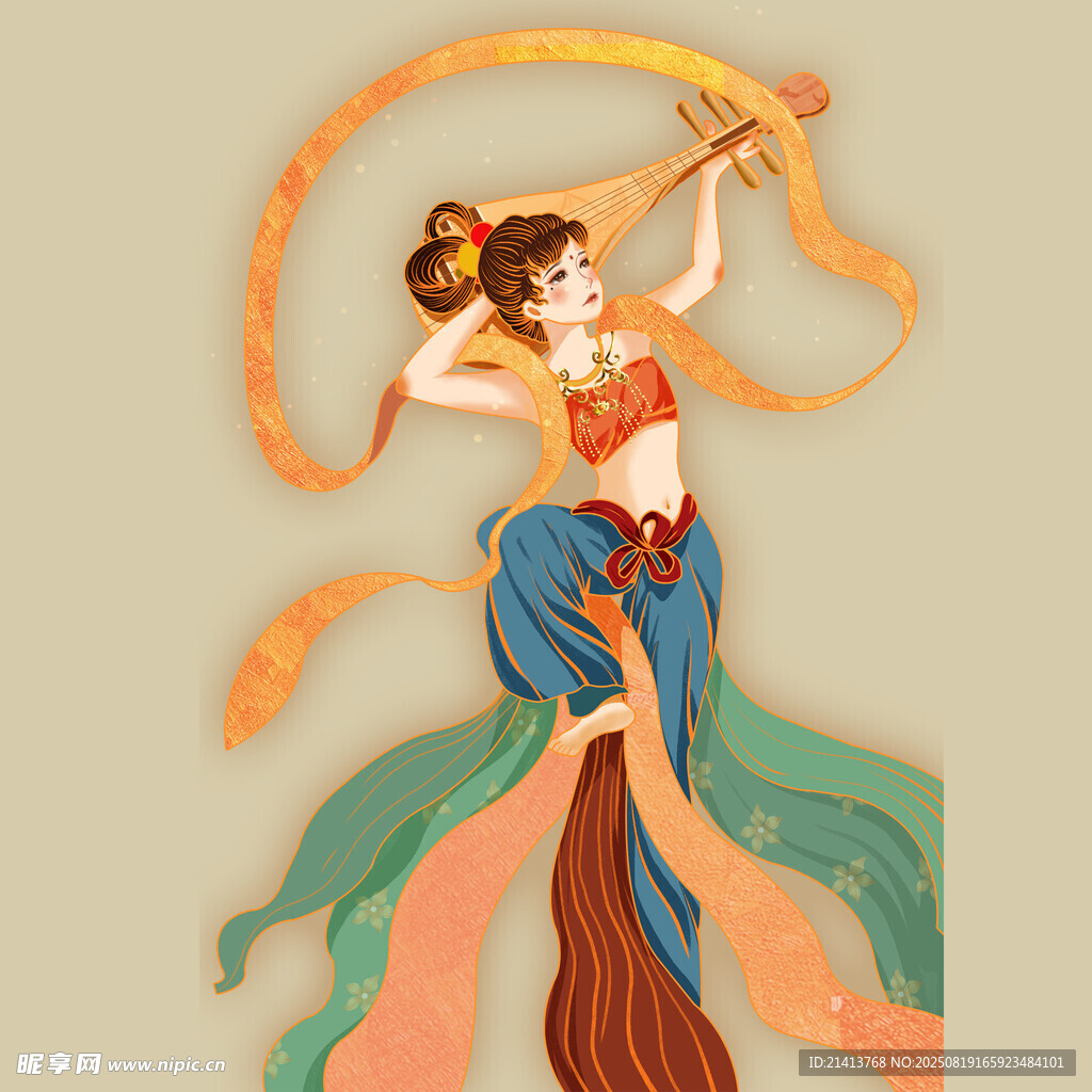 敦煌飞天舞女插画